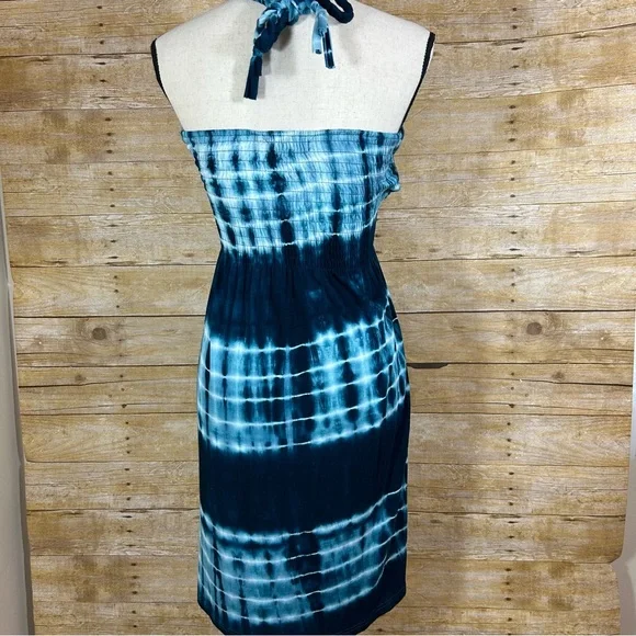 Catwalk Studios Blue Tie Dye Convertible Strapless Dress Boho Size S - Picture 8 of 11